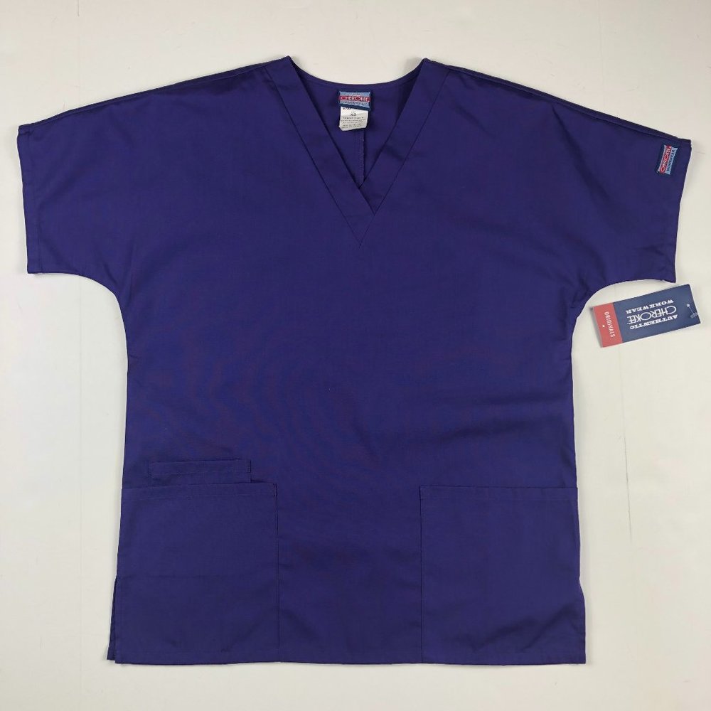 NWT Cherokee Women's Workwear / Revolution Purple Scrubs (Top) Medical Comfy